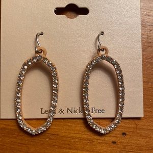 Rhinestone oval Earrings New Open Oval drop